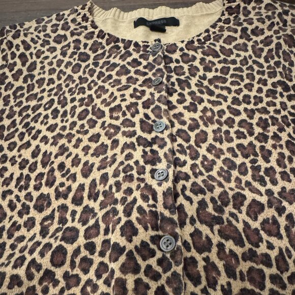 Express Women's Leopard Print Cardigan L - Picture 3 of 4